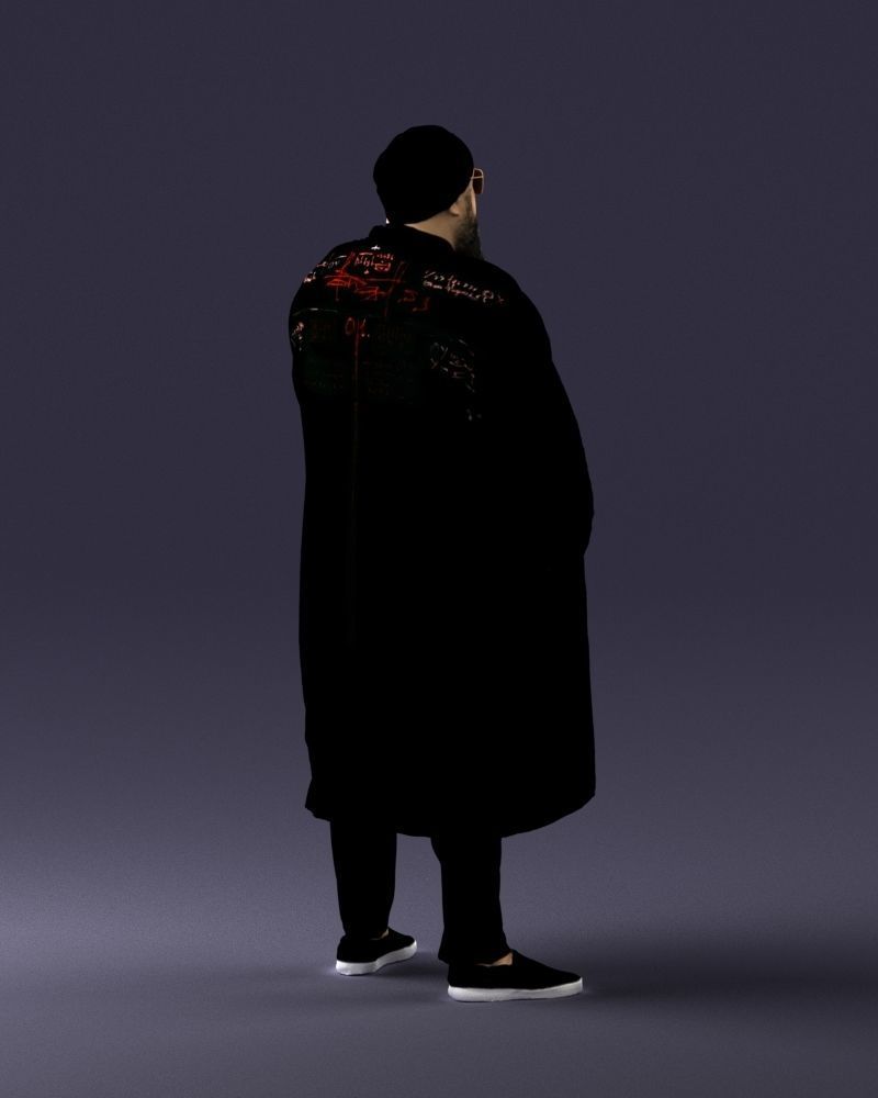 Man in black cloak 0325 3D model_15