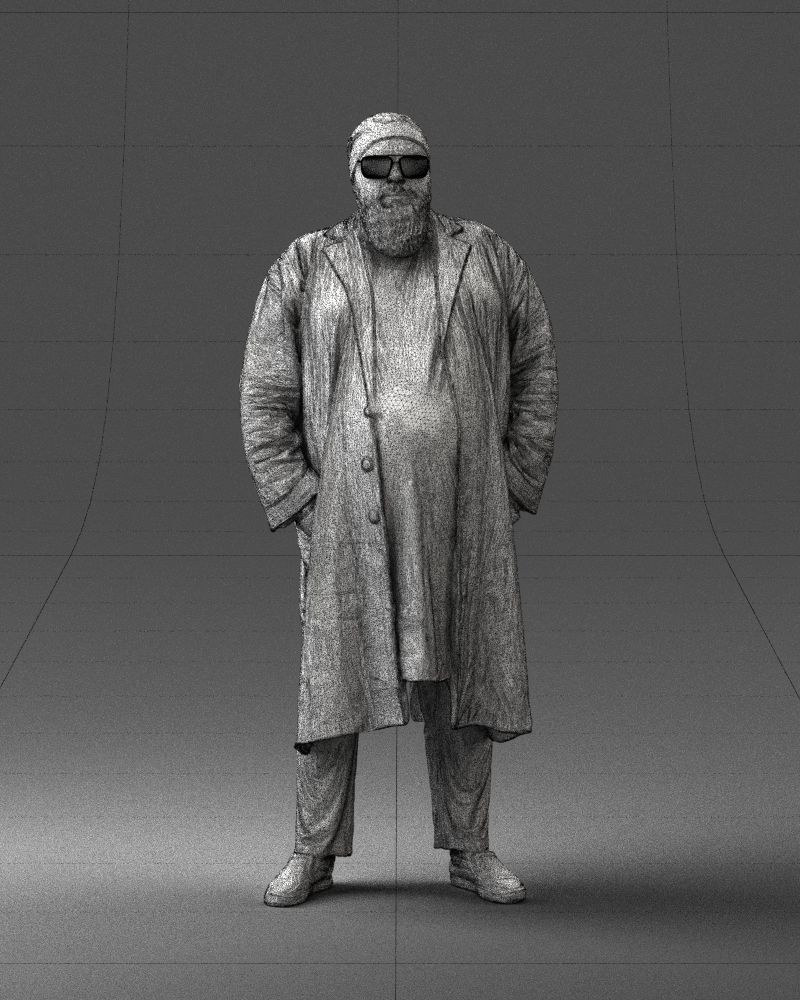 Man in black cloak 0325 3D model_5