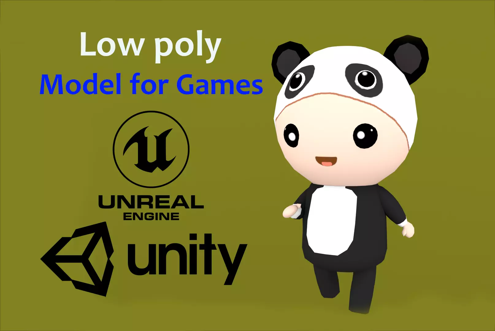 Chibi Panda Animated For Games Free low-poly 3D model