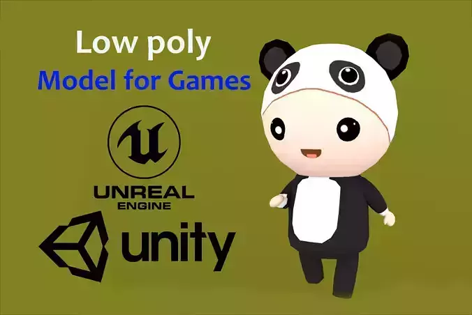 Chibi Panda Animated For Games Free low-poly 3D model