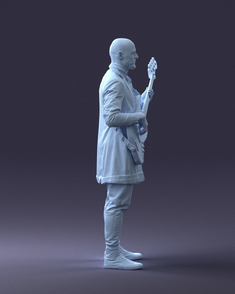 000247 Man with Bass Guitar Realistic Musician Character 0118 3D model_14