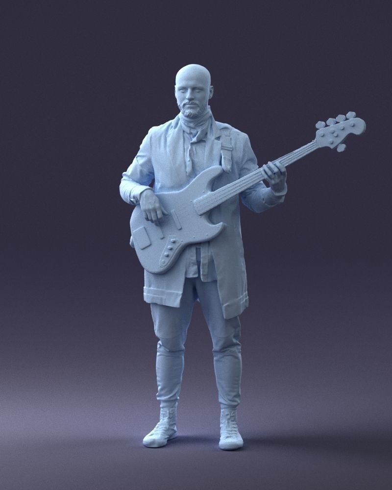 000247 Man with Bass Guitar Realistic Musician Character 0118 3D model_35
