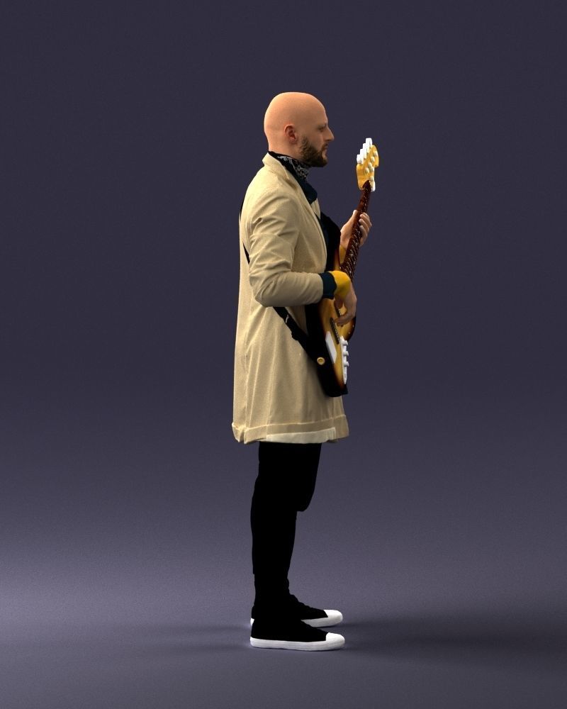 000247 Man with Bass Guitar Realistic Musician Character 0118 3D model_13