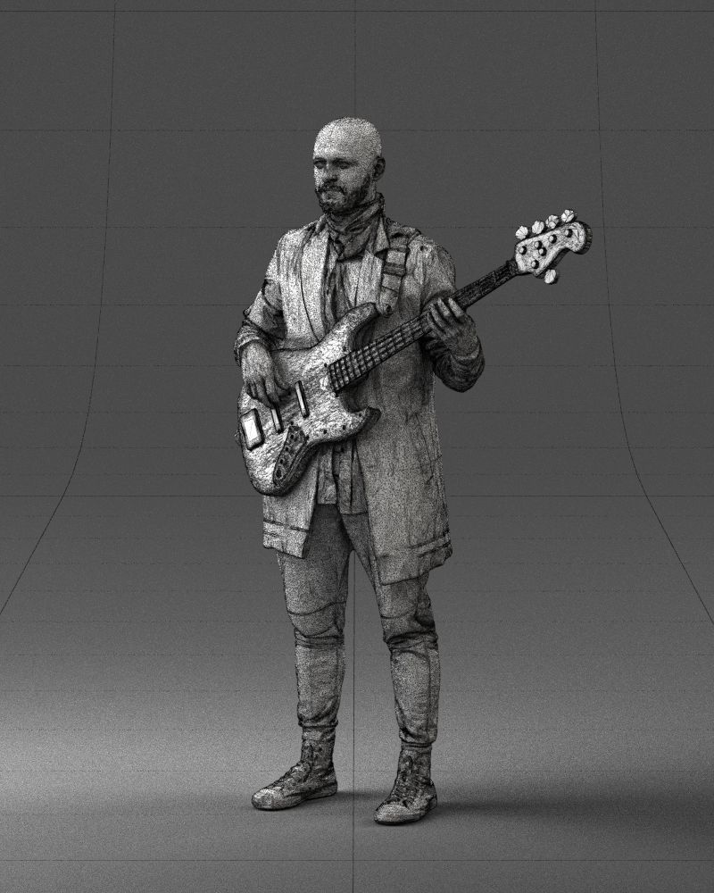 000247 Man with Bass Guitar Realistic Musician Character 0118 3D model_33