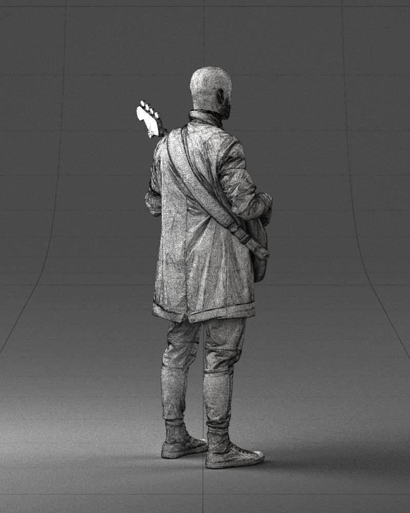 000247 Man with Bass Guitar Realistic Musician Character 0118 3D model_18