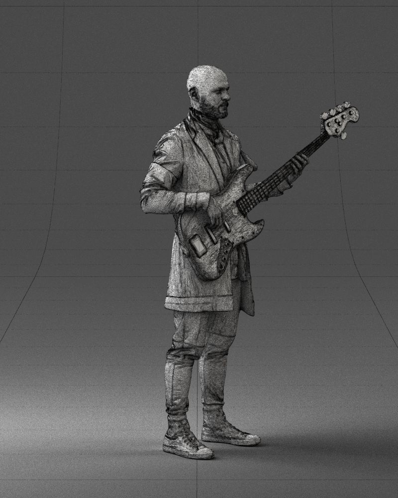 000247 Man with Bass Guitar Realistic Musician Character 0118 3D model_12