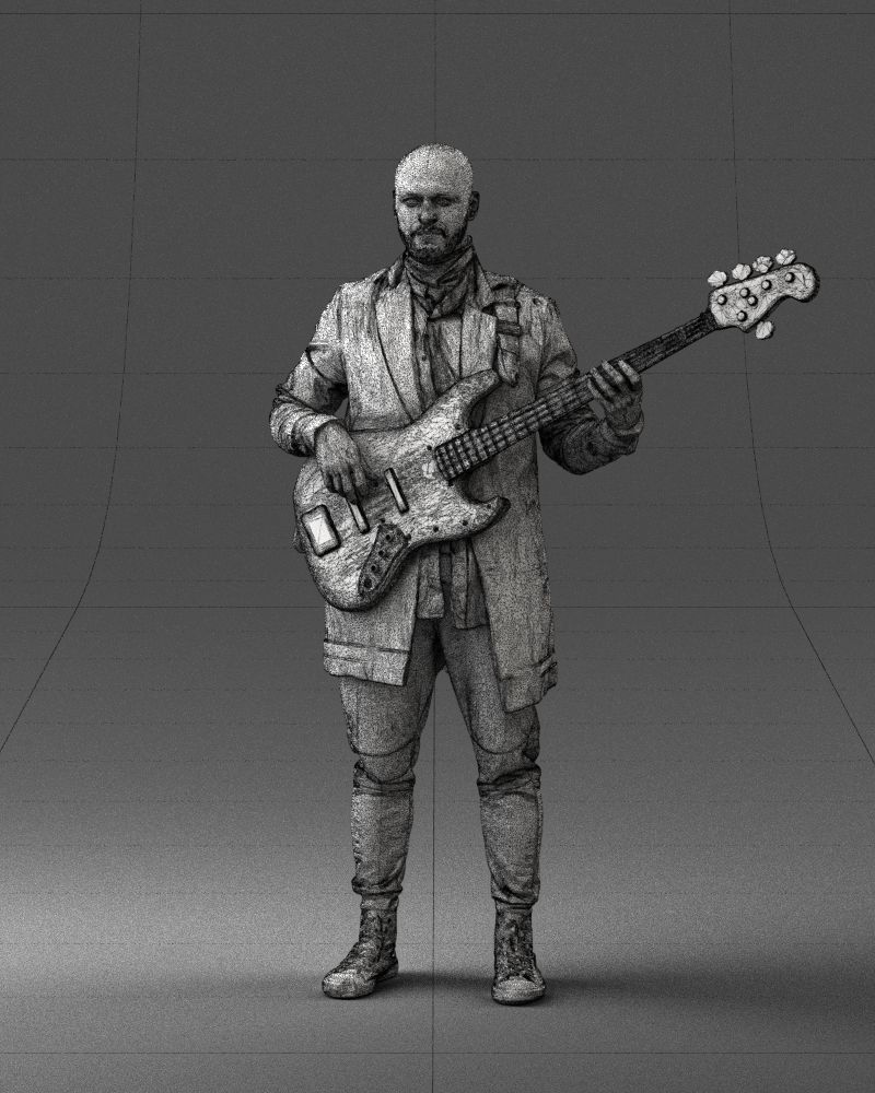 000247 Man with Bass Guitar Realistic Musician Character 0118 3D model_36
