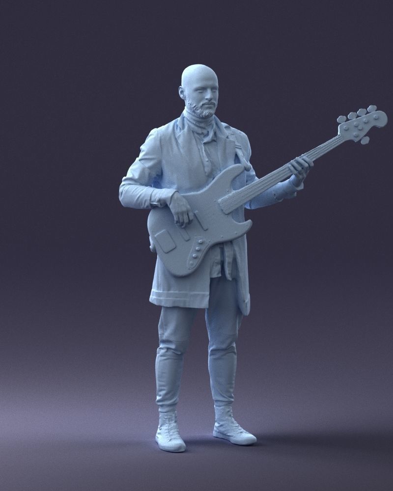 000247 Man with Bass Guitar Realistic Musician Character 0118 3D model_8