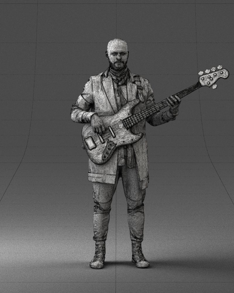 000247 Man with Bass Guitar Realistic Musician Character 0118 3D model_6