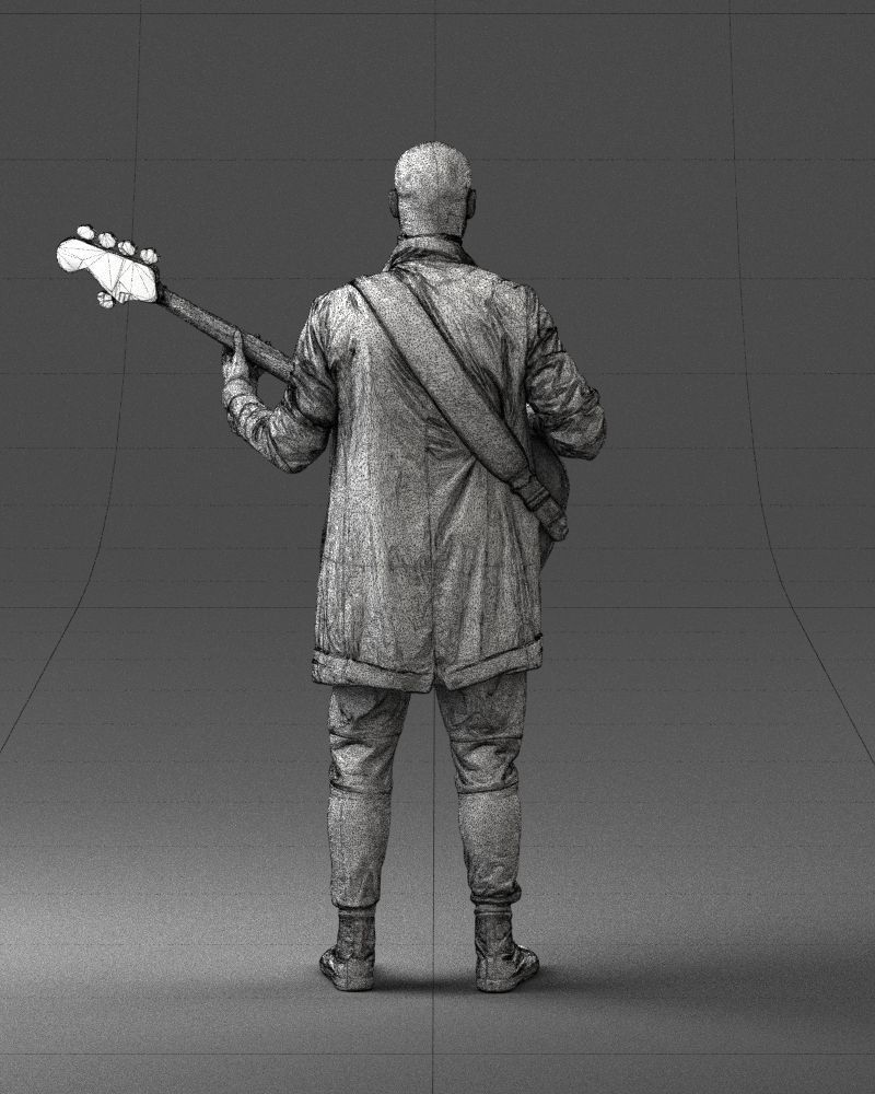 000247 Man with Bass Guitar Realistic Musician Character 0118 3D model_21