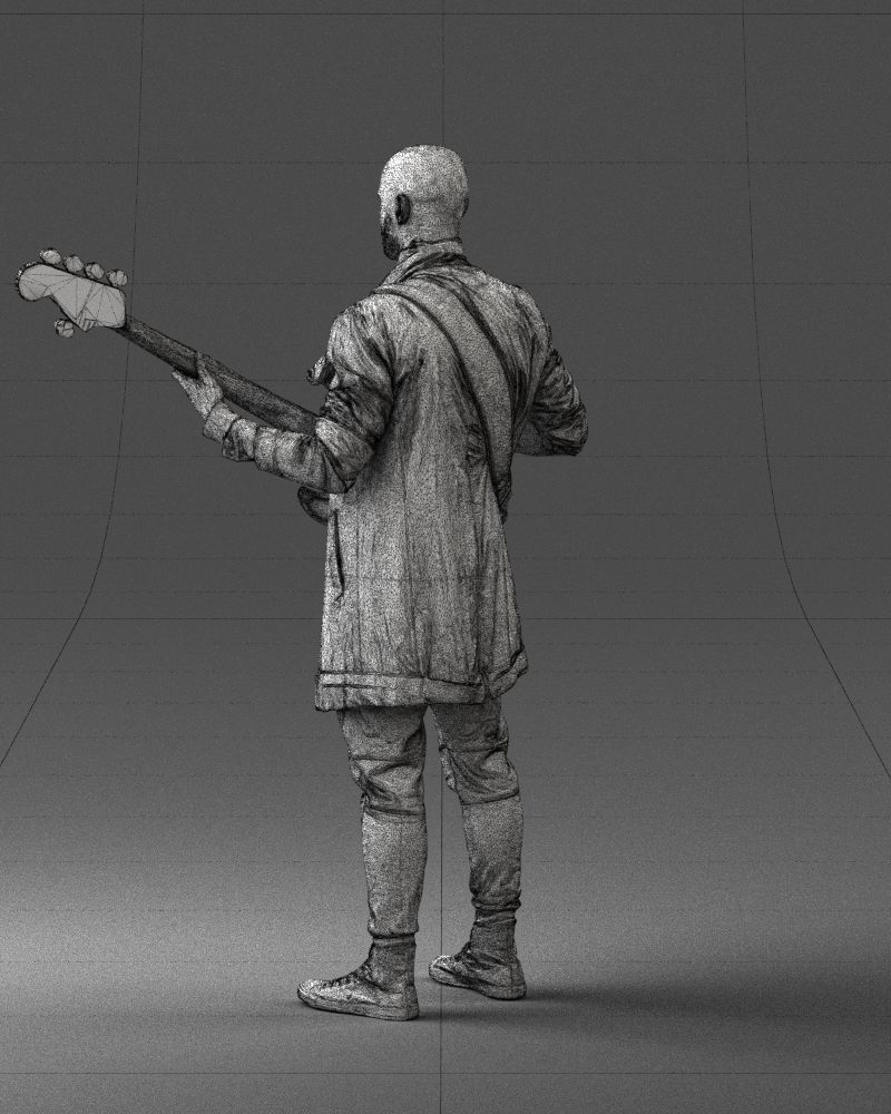 000247 Man with Bass Guitar Realistic Musician Character 0118 3D model_24