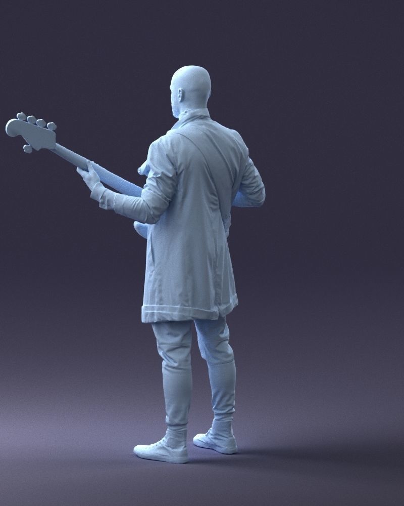 000247 Man with Bass Guitar Realistic Musician Character 0118 3D model_23