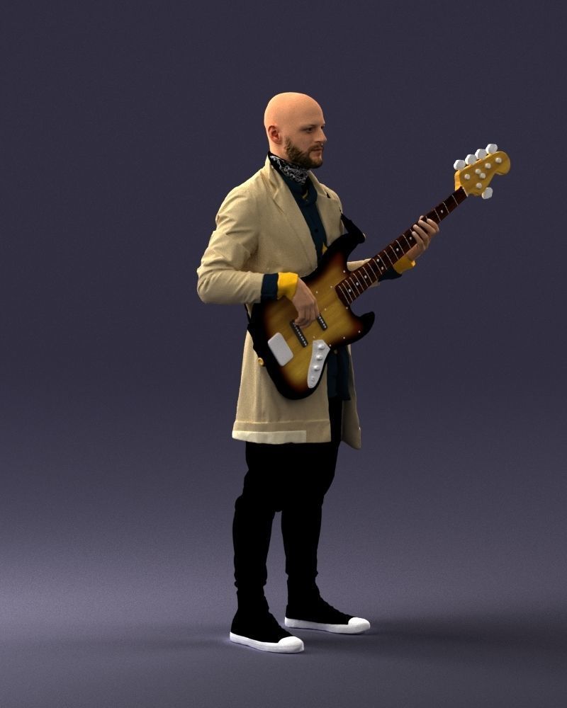 000247 Man with Bass Guitar Realistic Musician Character 0118 3D model_10