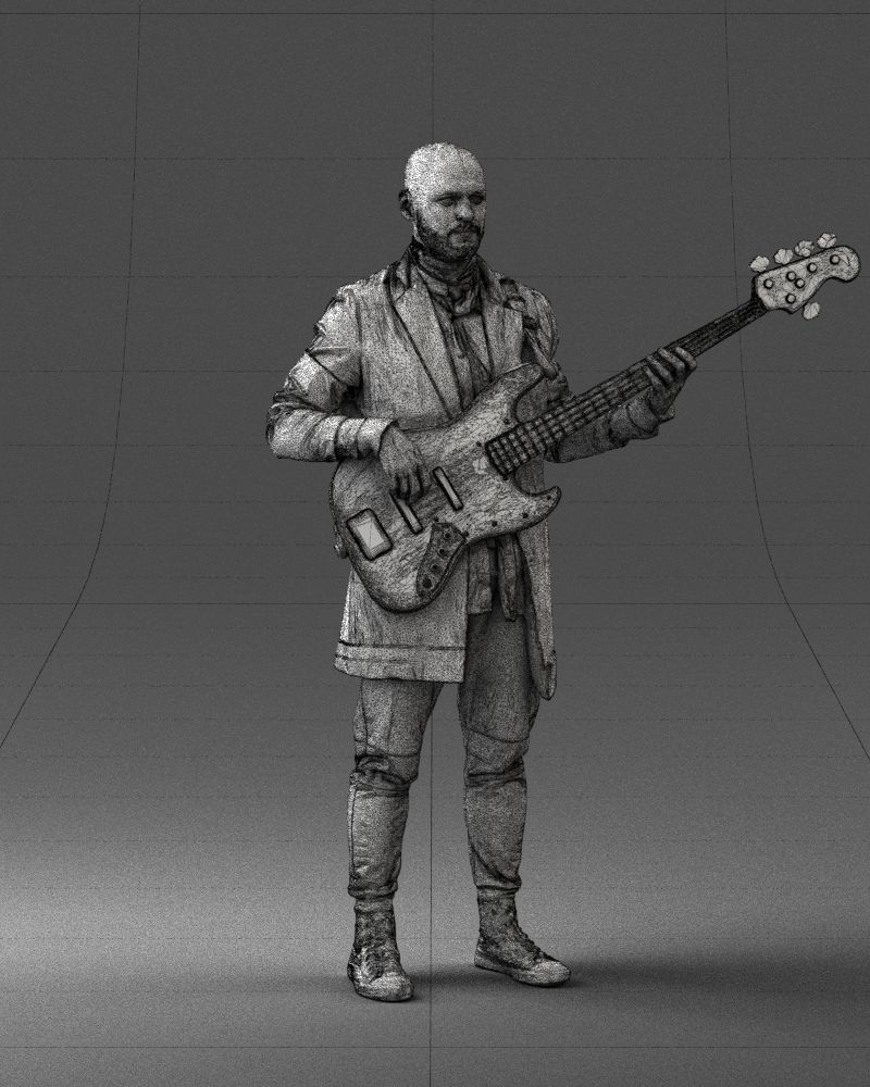 000247 Man with Bass Guitar Realistic Musician Character 0118 3D model_9
