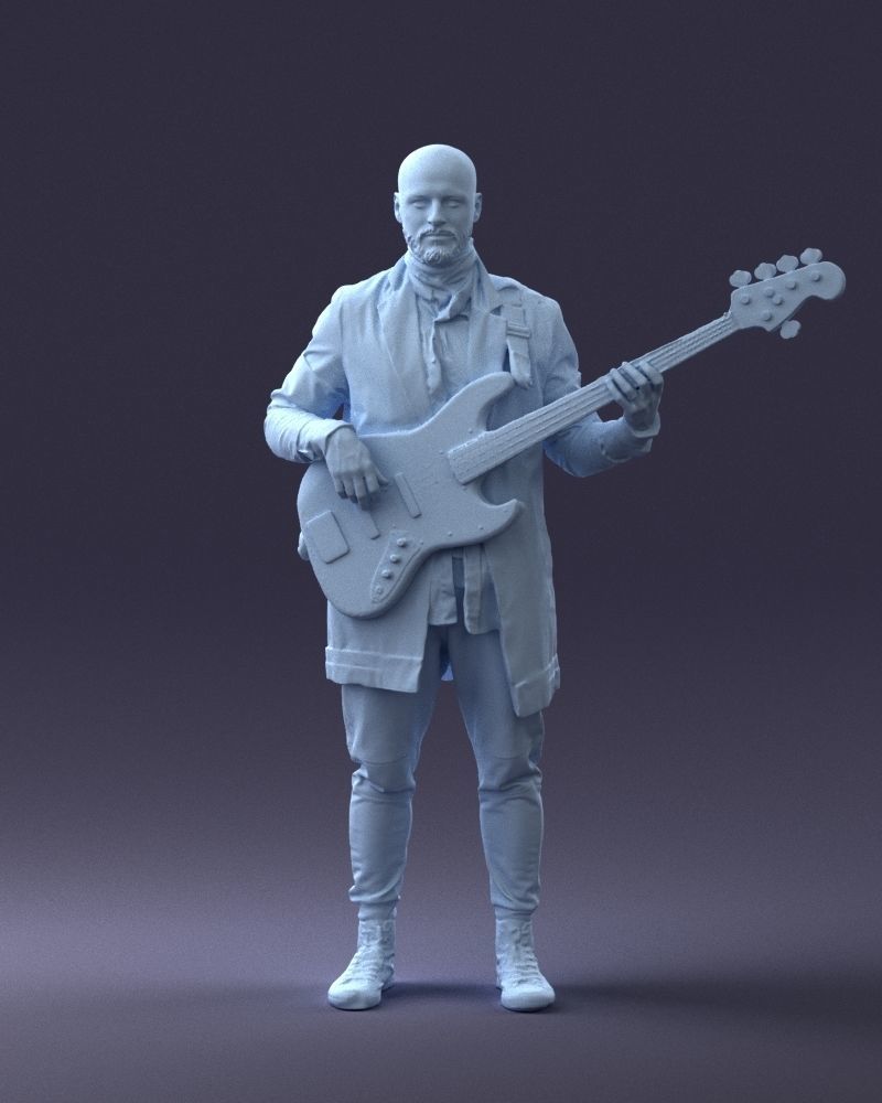 000247 Man with Bass Guitar Realistic Musician Character 0118 3D model_2
