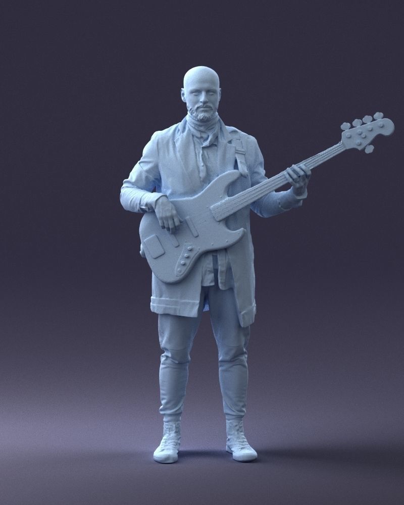 000247 Man with Bass Guitar Realistic Musician Character 0118 3D model_5