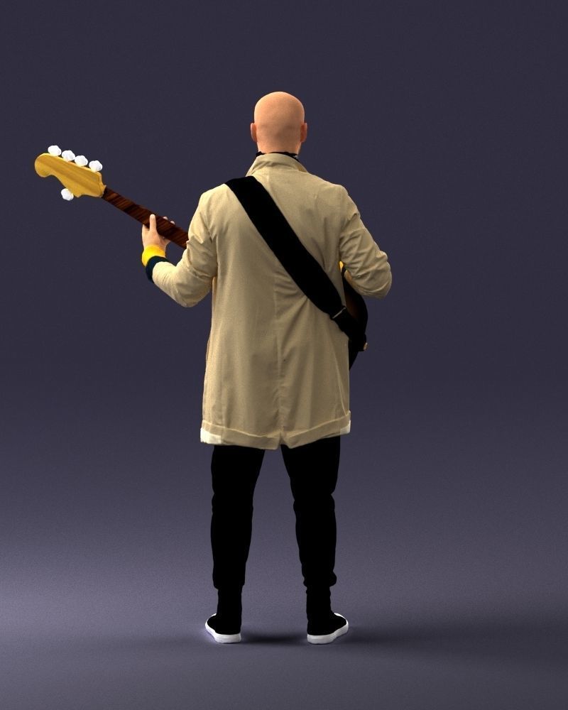 000247 Man with Bass Guitar Realistic Musician Character 0118 3D model_19