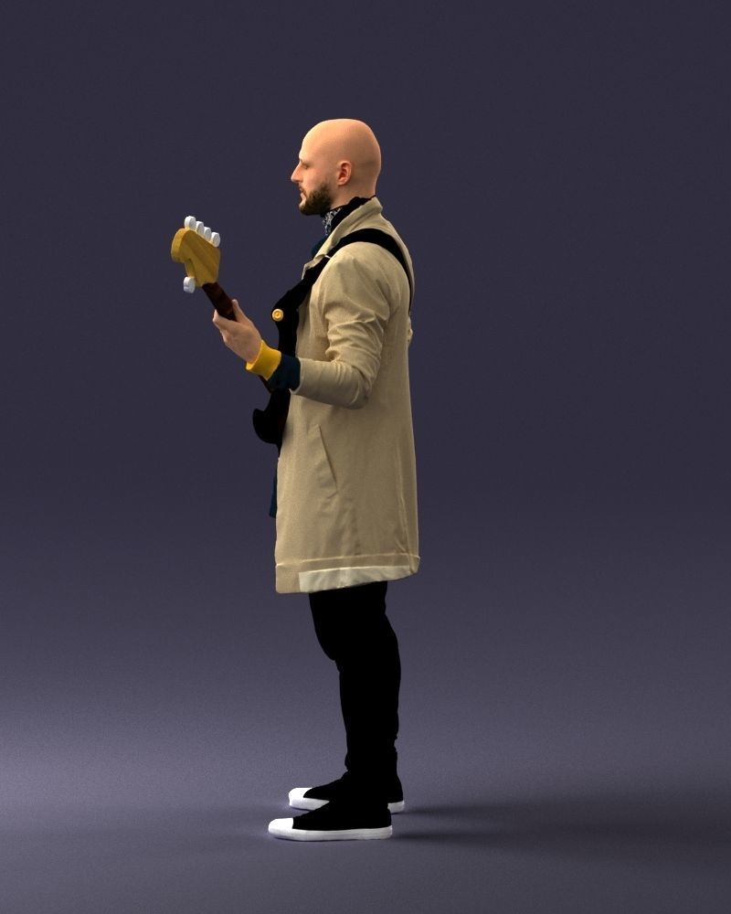 000247 Man with Bass Guitar Realistic Musician Character 0118 3D model_25