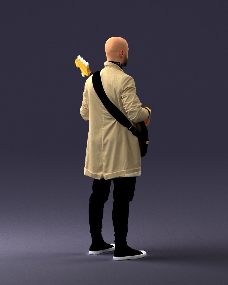 000247 Man with Bass Guitar Realistic Musician Character 0118 3D model_16
