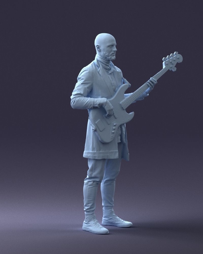 000247 Man with Bass Guitar Realistic Musician Character 0118 3D model_11