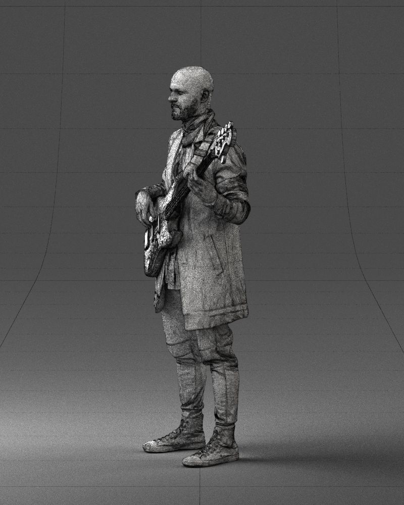 000247 Man with Bass Guitar Realistic Musician Character 0118 3D model_30