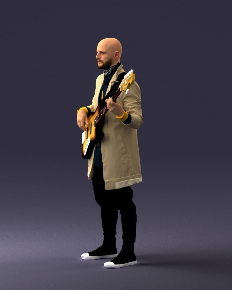 000247 Man with Bass Guitar Realistic Musician Character 0118 3D model_28