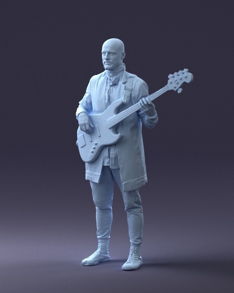 000247 Man with Bass Guitar Realistic Musician Character 0118 3D model_32