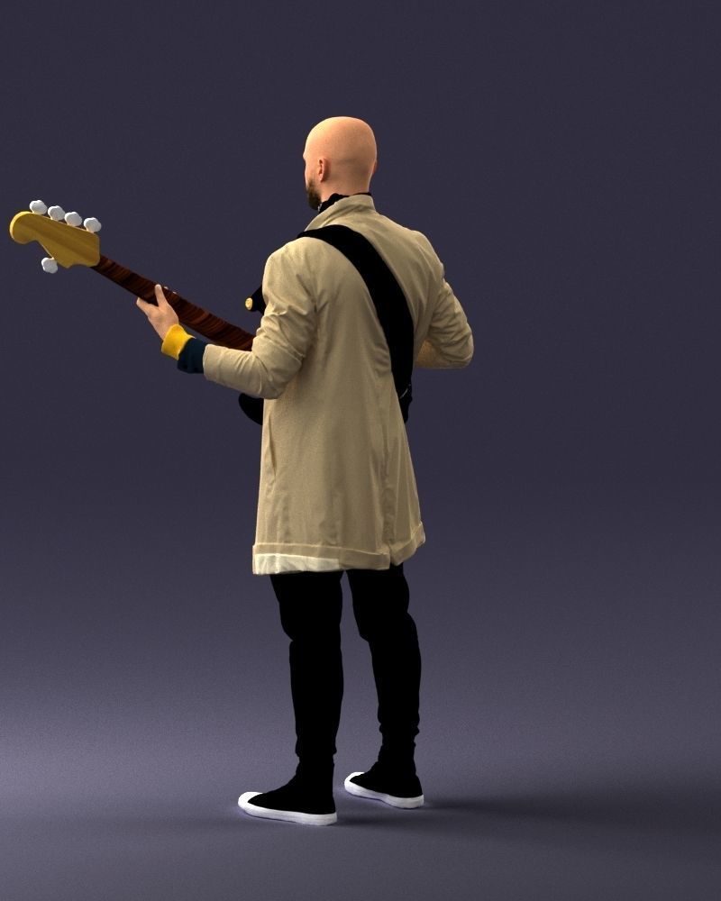 000247 Man with Bass Guitar Realistic Musician Character 0118 3D model_22
