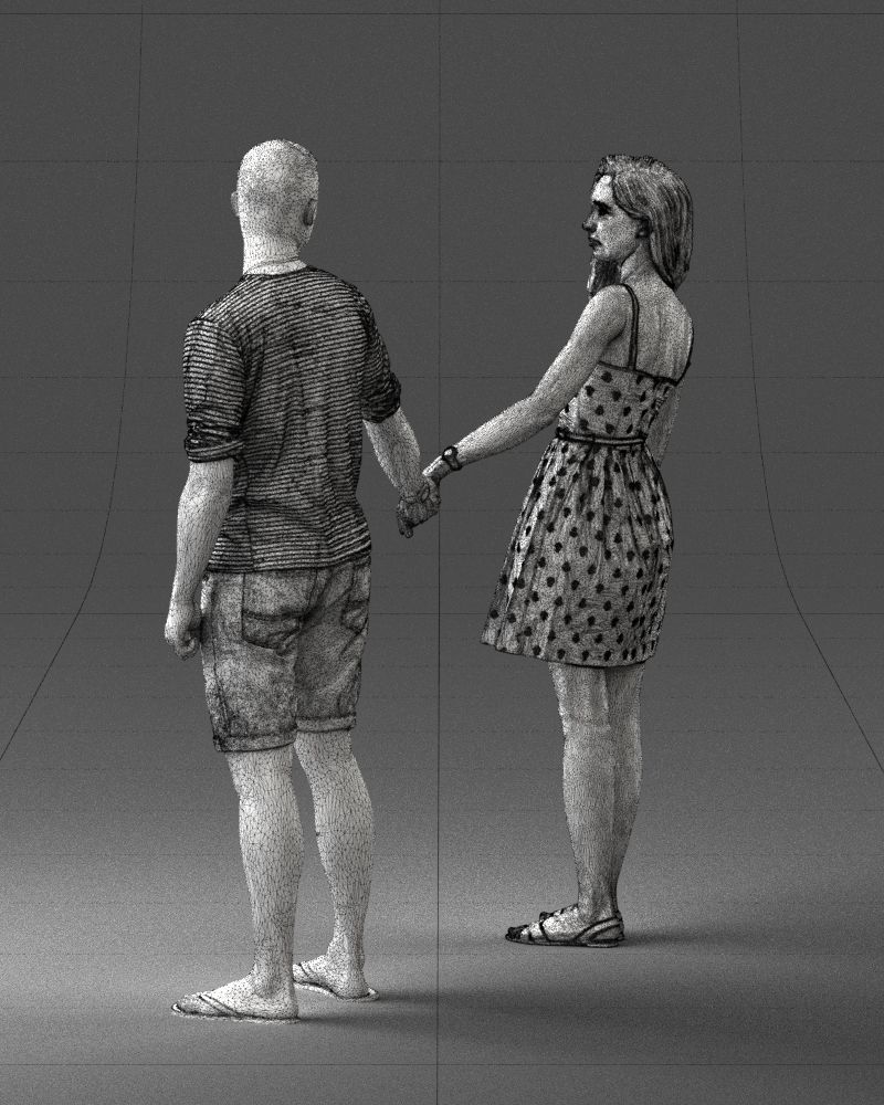 Young couple in shorts and dress 0136 3D model_41