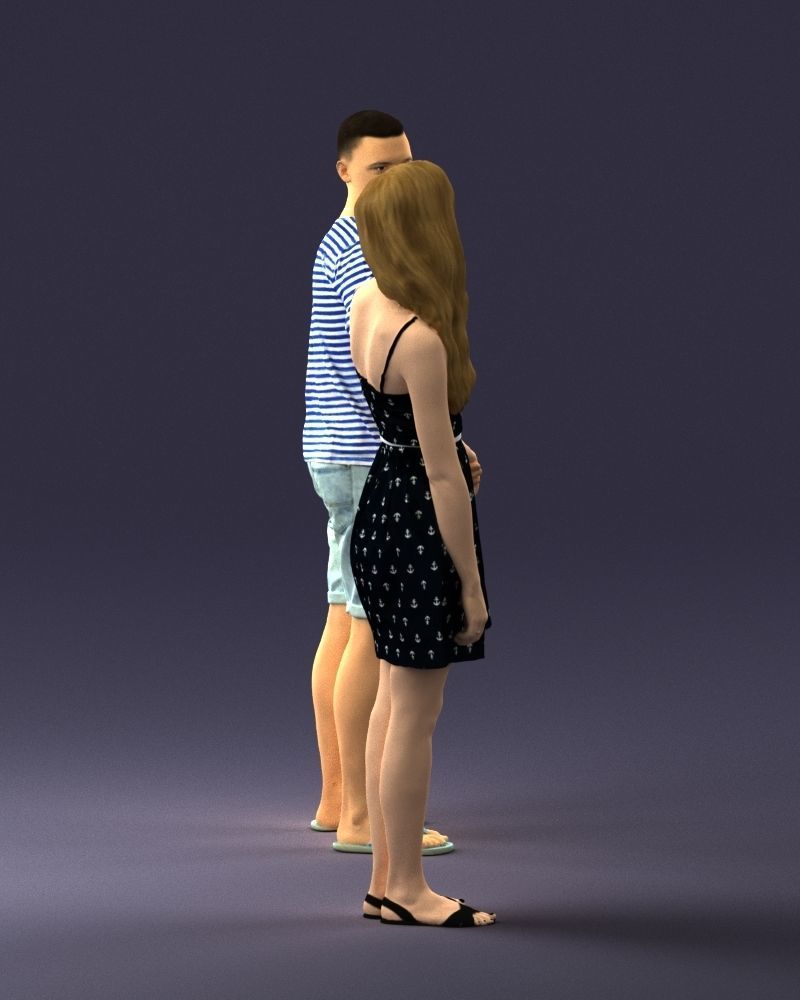 Young couple in shorts and dress 0136 3D model_12