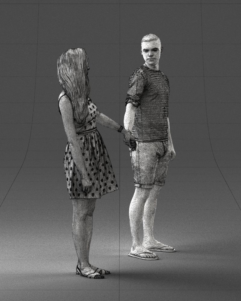 Young couple in shorts and dress 0136 3D model_47