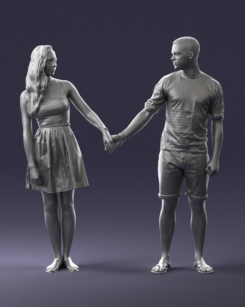 Young couple in shorts and dress 0136 3D model_34
