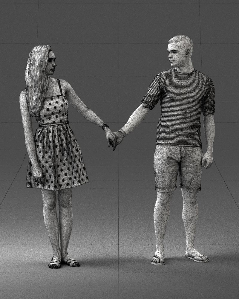 Young couple in shorts and dress 0136 3D model_43