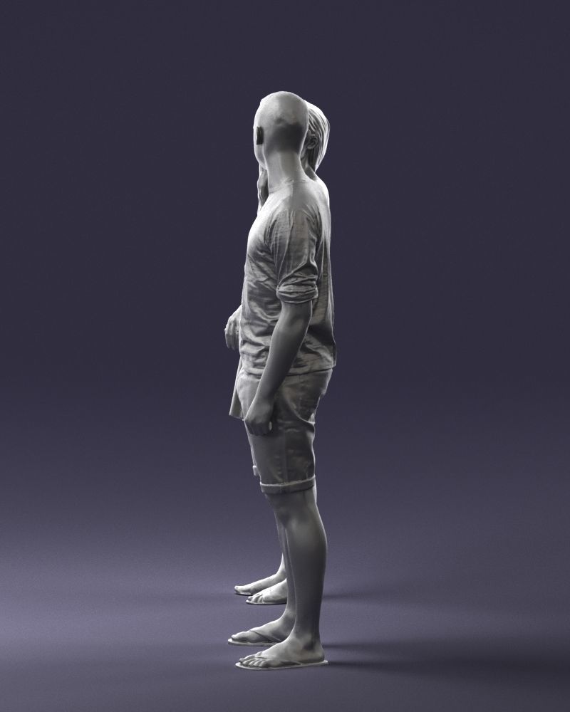 Young couple in shorts and dress 0136 3D model_25
