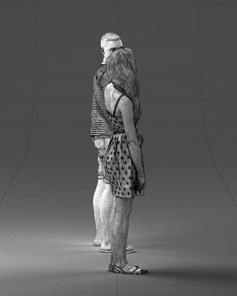Young couple in shorts and dress 0136 3D model_46