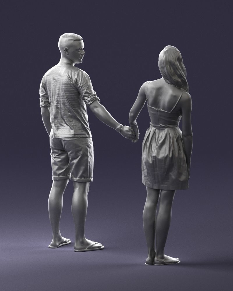 Young couple in shorts and dress 0136 3D model_16
