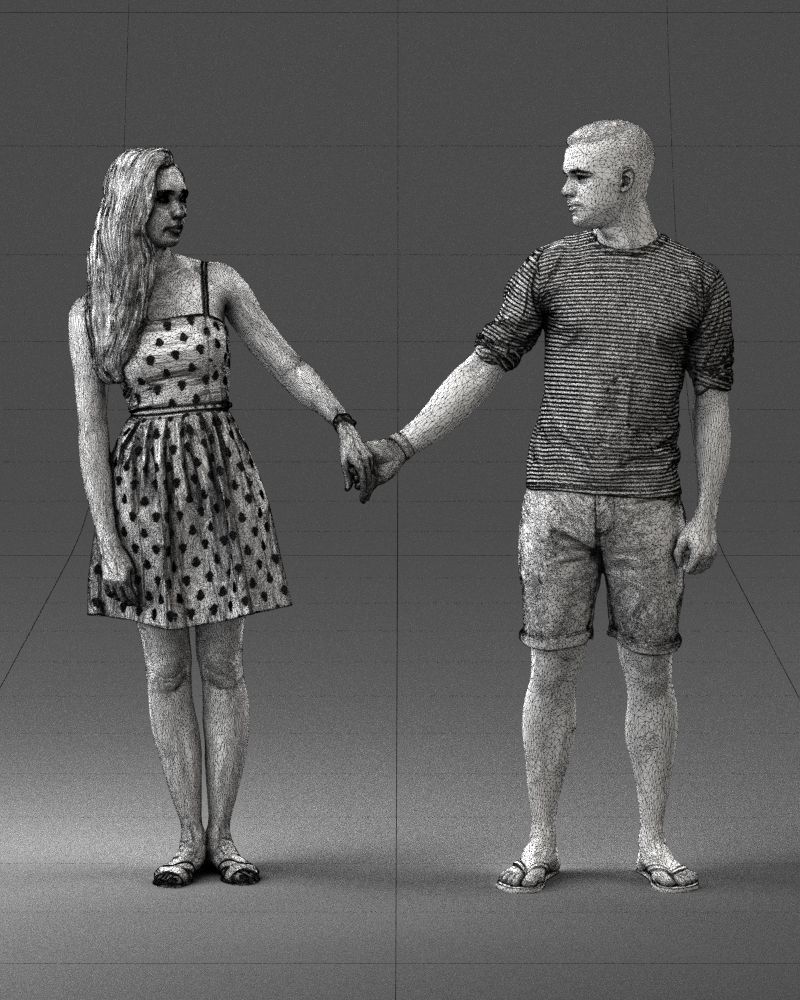 Young couple in shorts and dress 0136 3D model_35