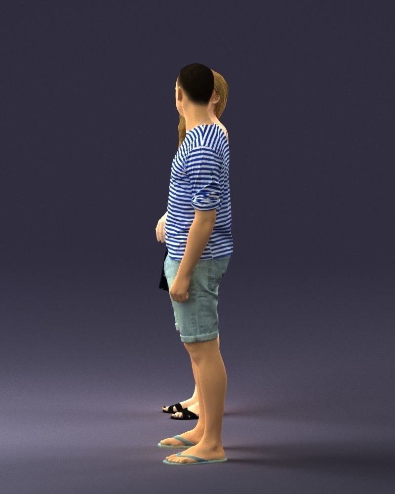 Young couple in shorts and dress 0136 3D model_24