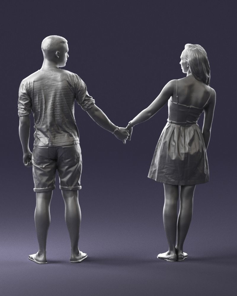 Young couple in shorts and dress 0136 3D model_19