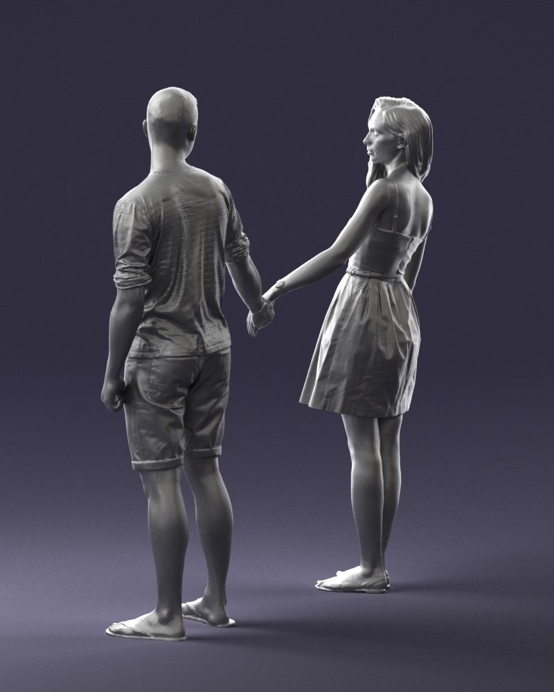 Young couple in shorts and dress 0136 3D model_22