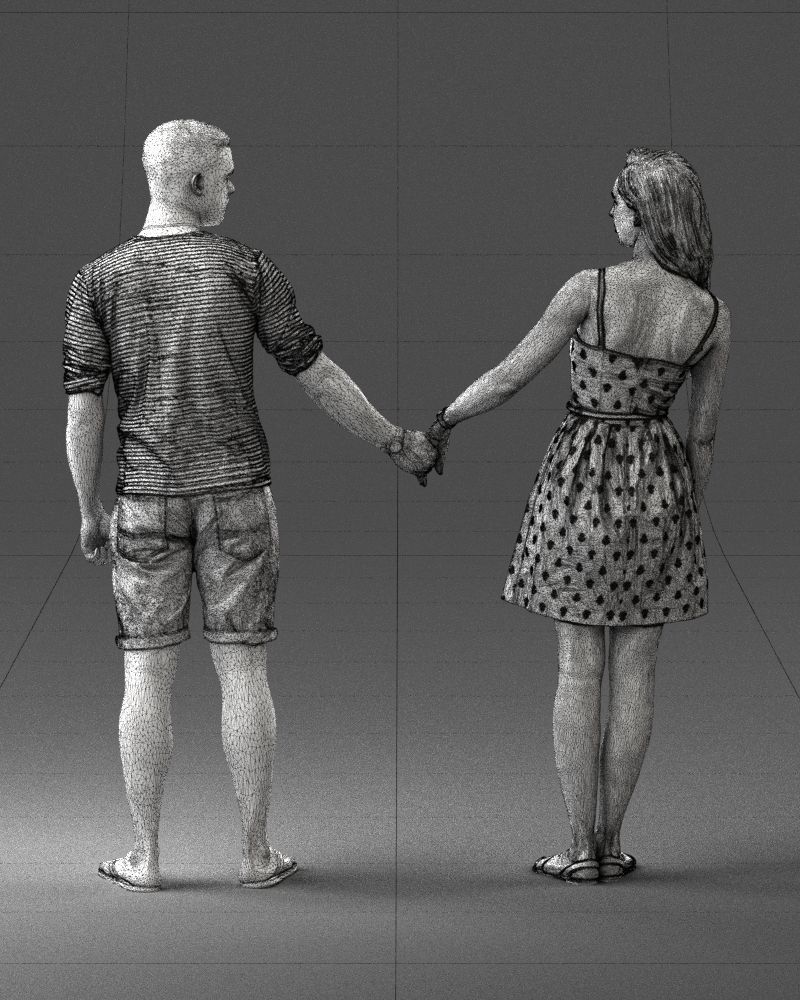 Young couple in shorts and dress 0136 3D model_20