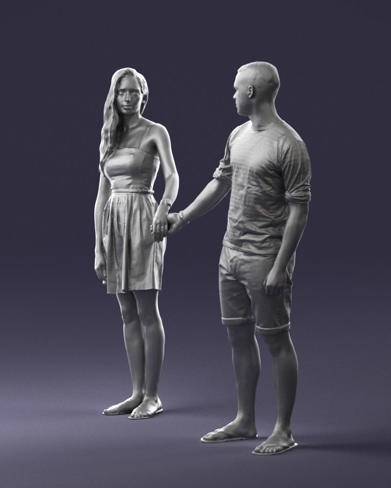 Young couple in shorts and dress 0136 3D model_28