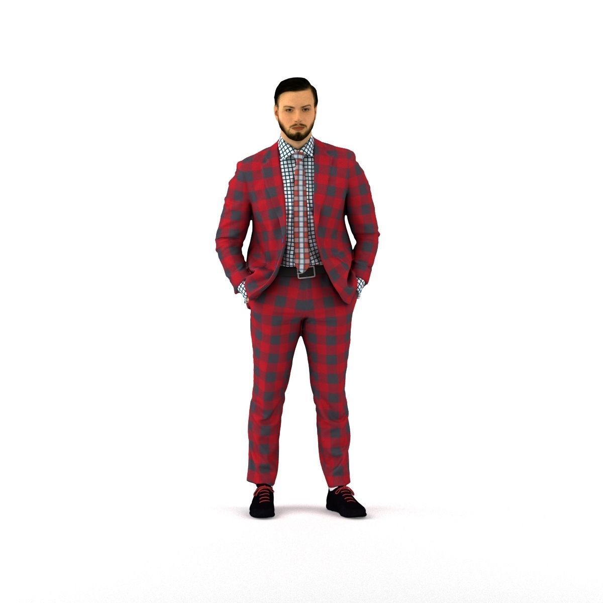 man in red gray quads suit 1066 3D model_36