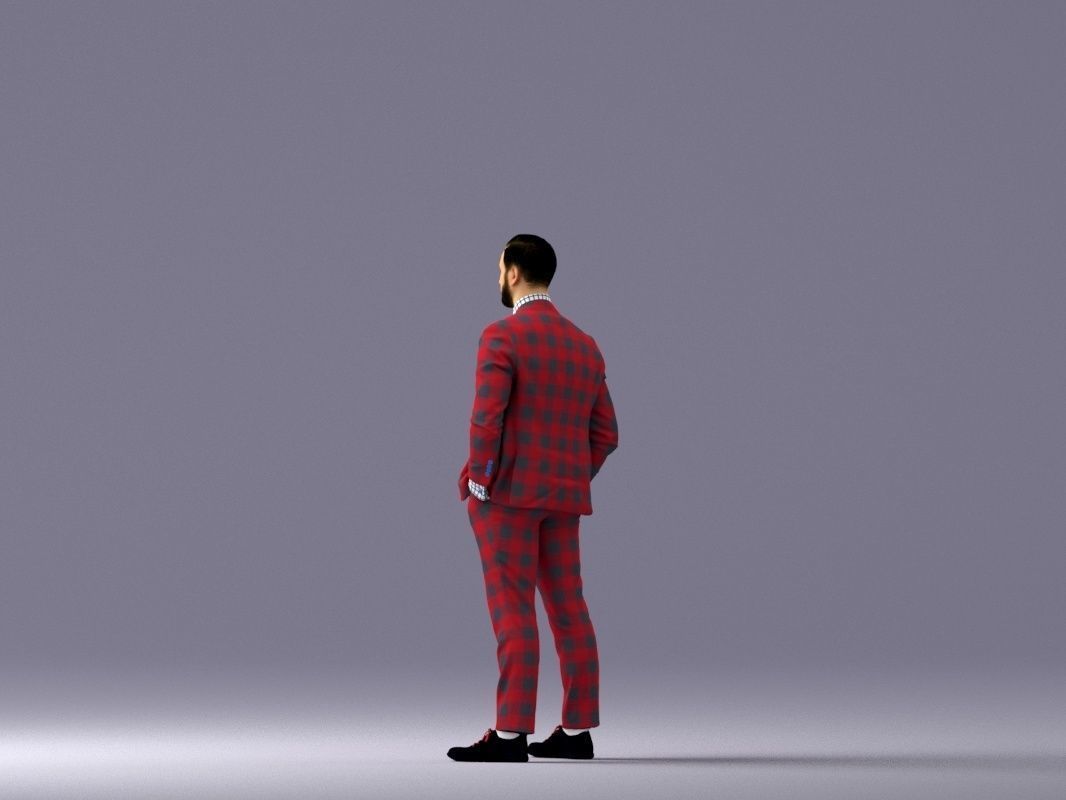 man in red gray quads suit 1066 3D model_7
