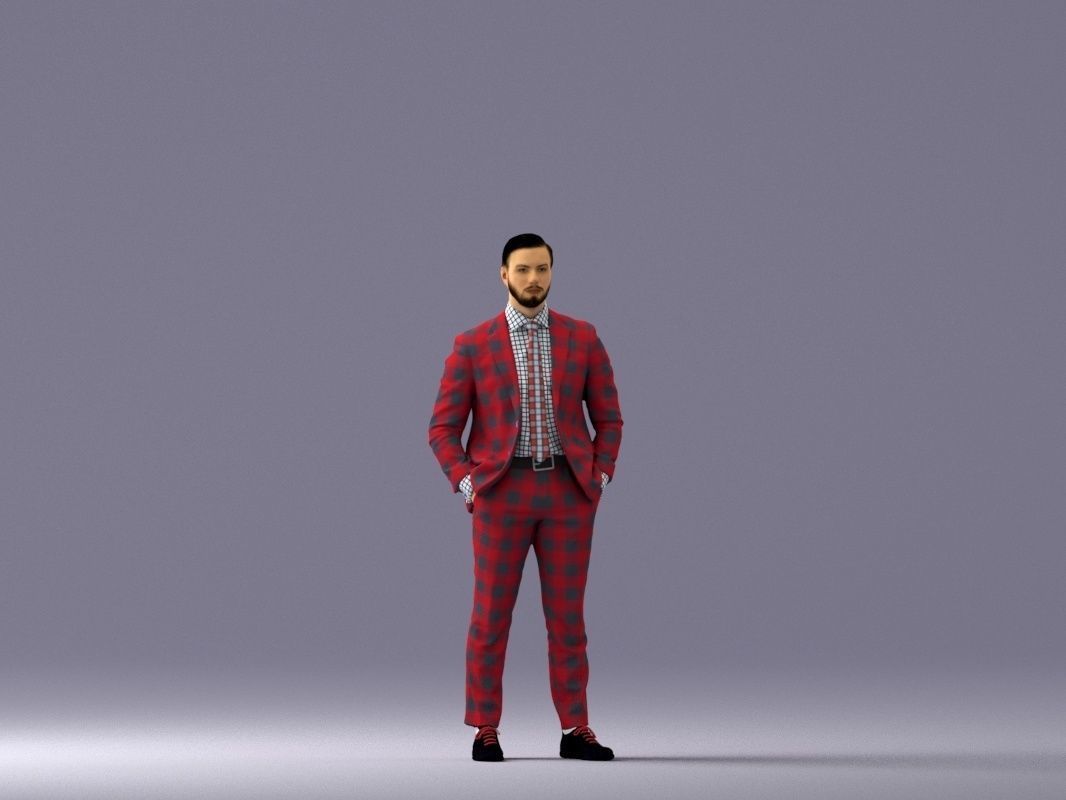 man in red gray quads suit 1066 3D model_1