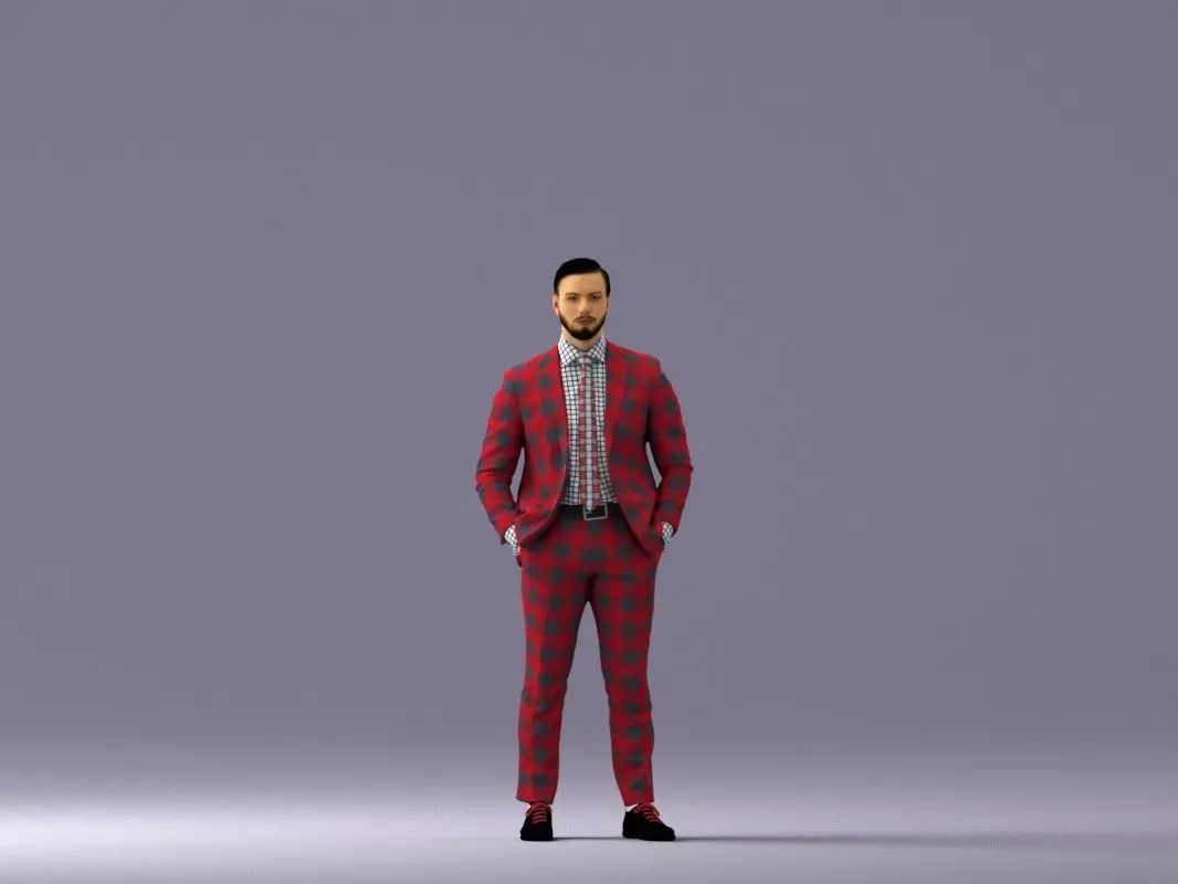 man in red gray quads suit 1066 3D model_0