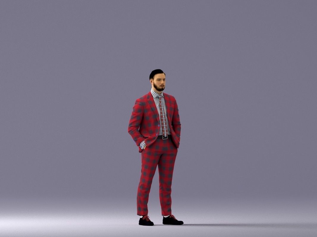 man in red gray quads suit 1066 3D model_2