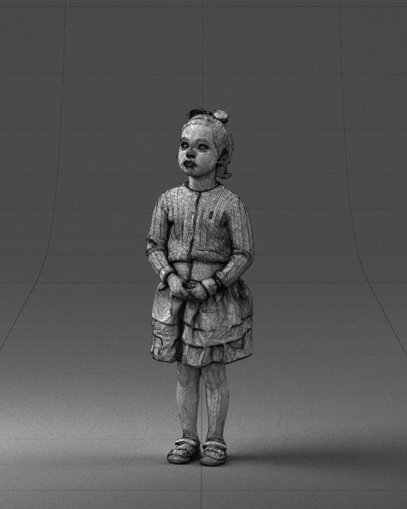 Little girl in pink skirt 0166 3D Print Ready 3D print model_32