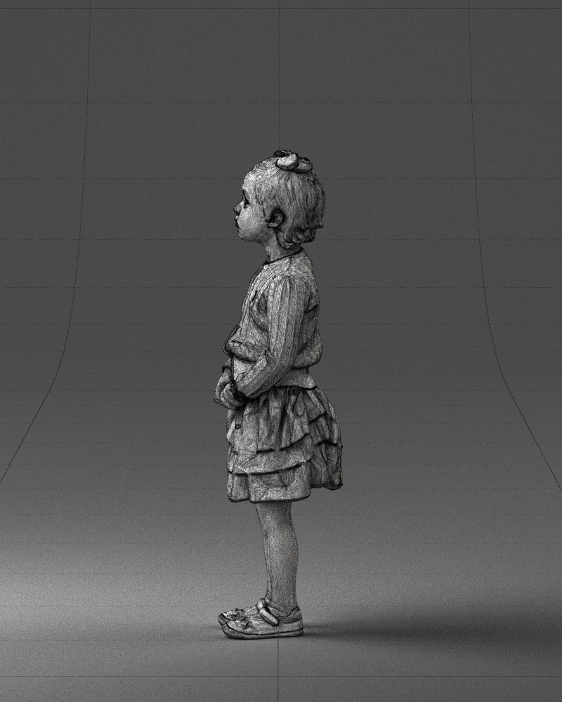 Little girl in pink skirt 0166 3D Print Ready 3D print model_26