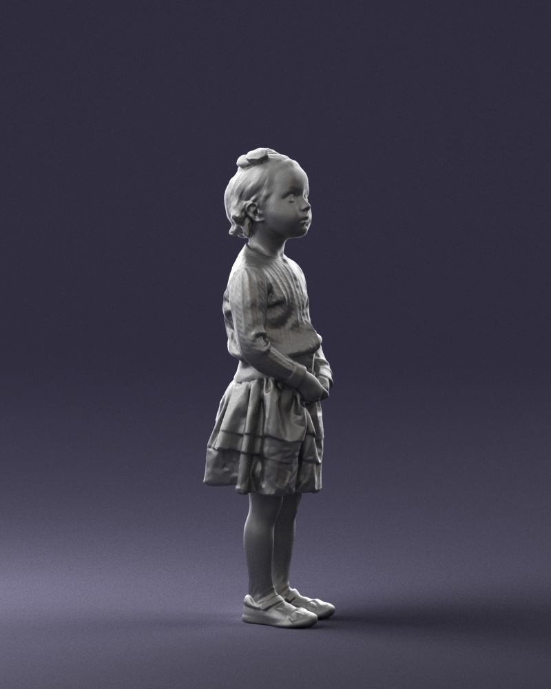 Little girl in pink skirt 0166 3D Print Ready 3D print model_10